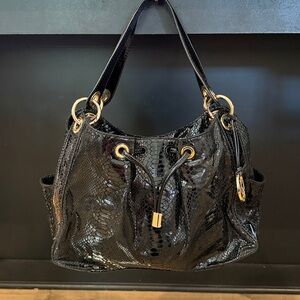 MICHAEL Michael Kors Shiny Black Snake Print Tote